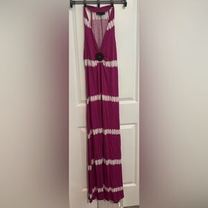 INC Halter Tie-Dye maxi dress - Fuchsia & White